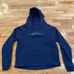 Patagonia Uprisal Hoody Bear Mountain Logo Navy Blue Pullover Hoodie Size M